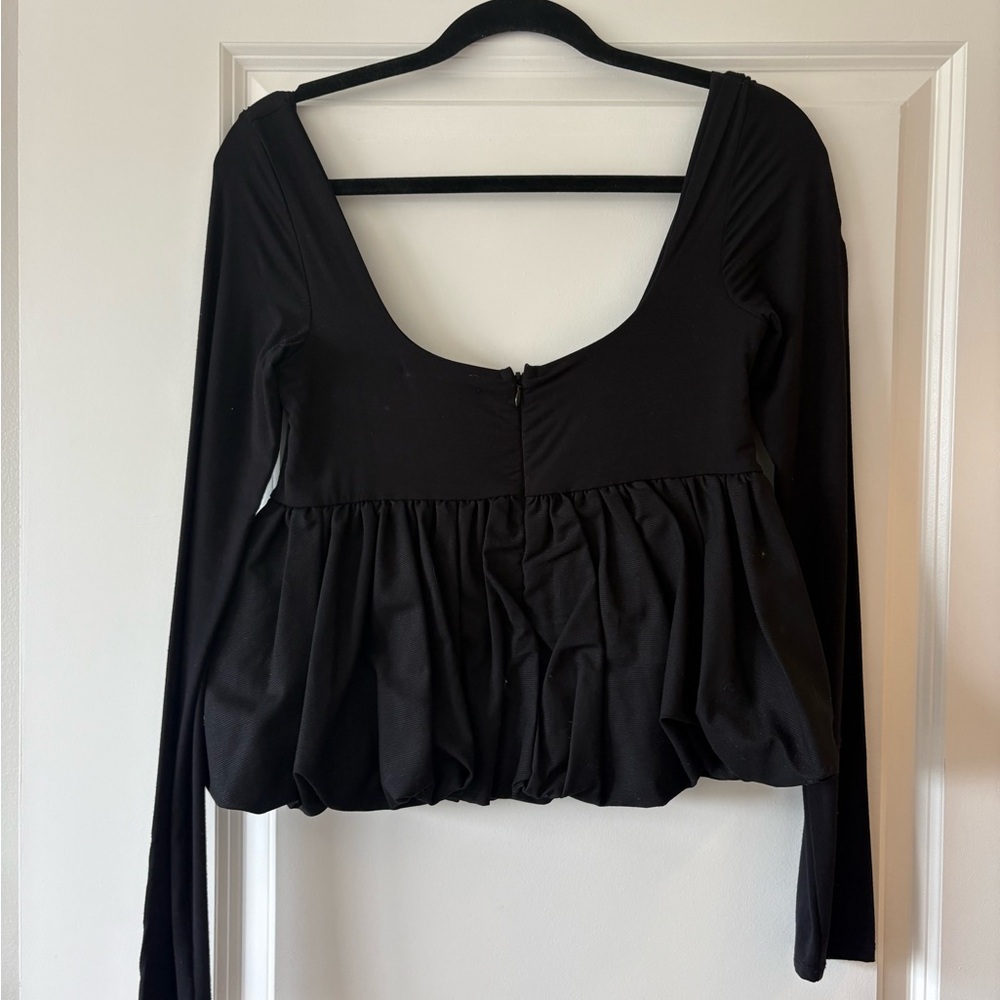 The Line by K Elegant Black Peplum Blouse - Picture 5 of 5